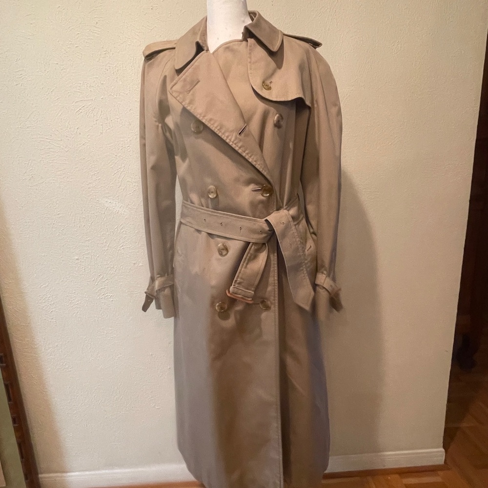 SOLD; Burberry Blue Label Beige Double-Breasted Trench Coat made in England UK14
